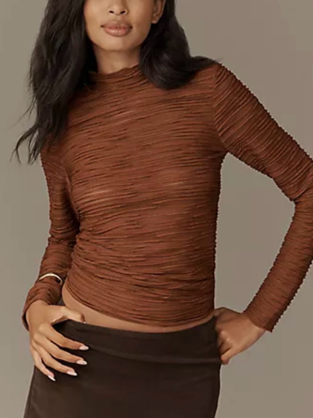 Pilcro Metallic Mock Neck Top Small